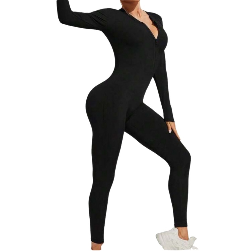 Sleek Black Long Sleeve Jumpsuit